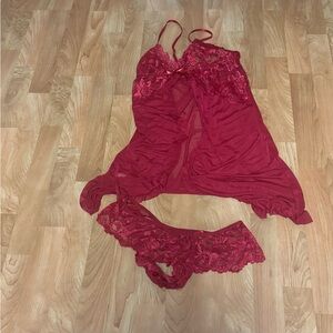 Elegant Red Lace Lingerie Set